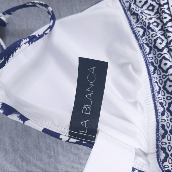 🎅🏻 3/$50 👯♀️Host Pick⚡️La Blanca Changing Tides Banded Halter Triangle Top - Picture 7 of 10